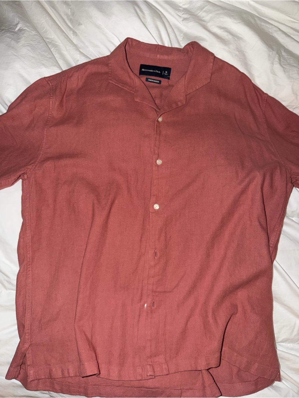 NWT Abercrombie & Fitch Men's Terra Cotta Short-Sleeve Button-Up Shirt
